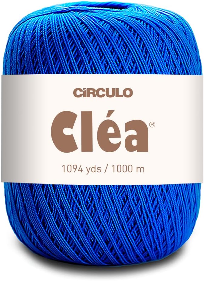 CRCULO خيط سيركولو كليا - خيط كروشيه بحجم 10-8/2 مثالي للنسيج - 100% قطن برازيلي مخصر (عبوة من كرة واحدة) - 5.3 أونصة، 1094 ياردة - اللون: 2314 - ملكي - Image 1